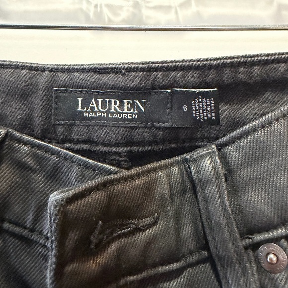 Ralph Lauren Women's COATED Black Straight Leg Jeans - Picture 7 of 7